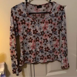 70s 90s vintage flower flowy bell sleeved top